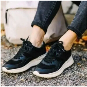 NWT Everlane The Trainer Black Leather Sneakers 7 Women’s Lace Up